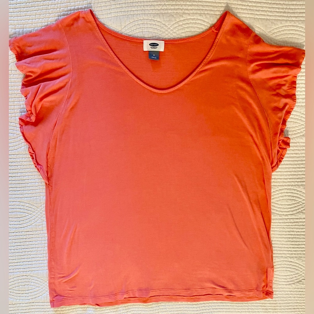 *2/$15*V-neck flutter-sleeve Top M